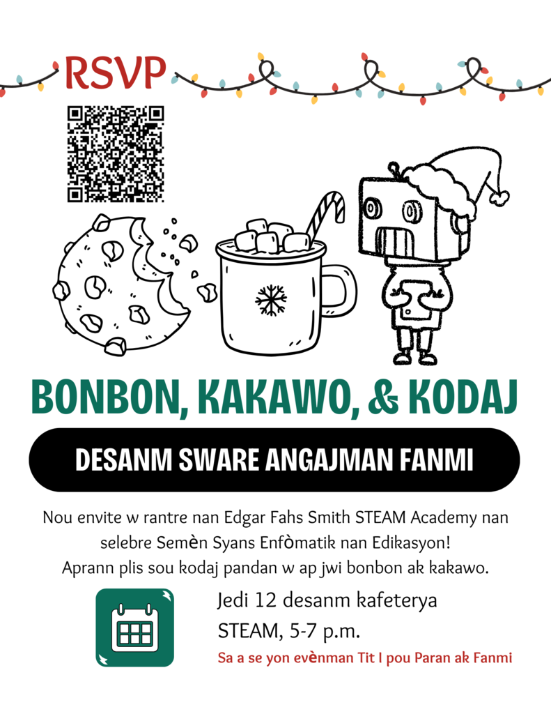 Dec STEAM family event flyer