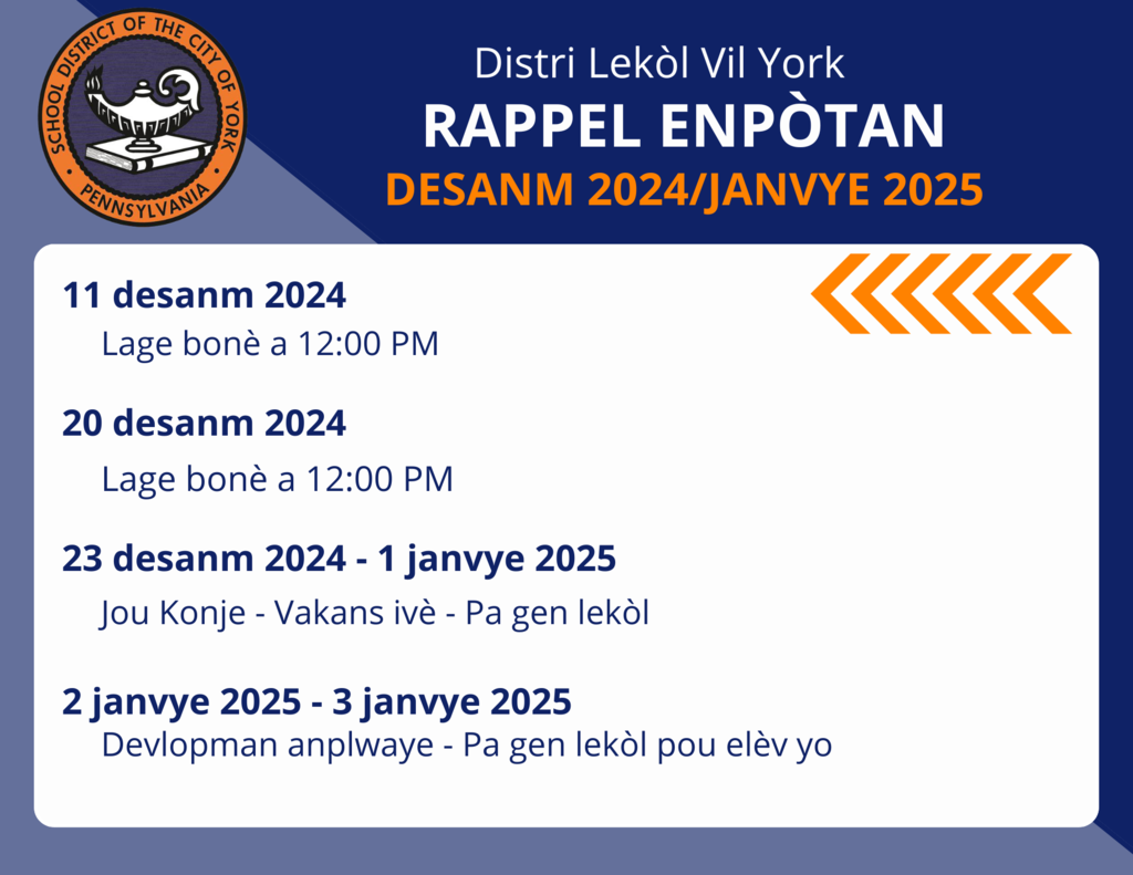 Graphic with important calendar reminders