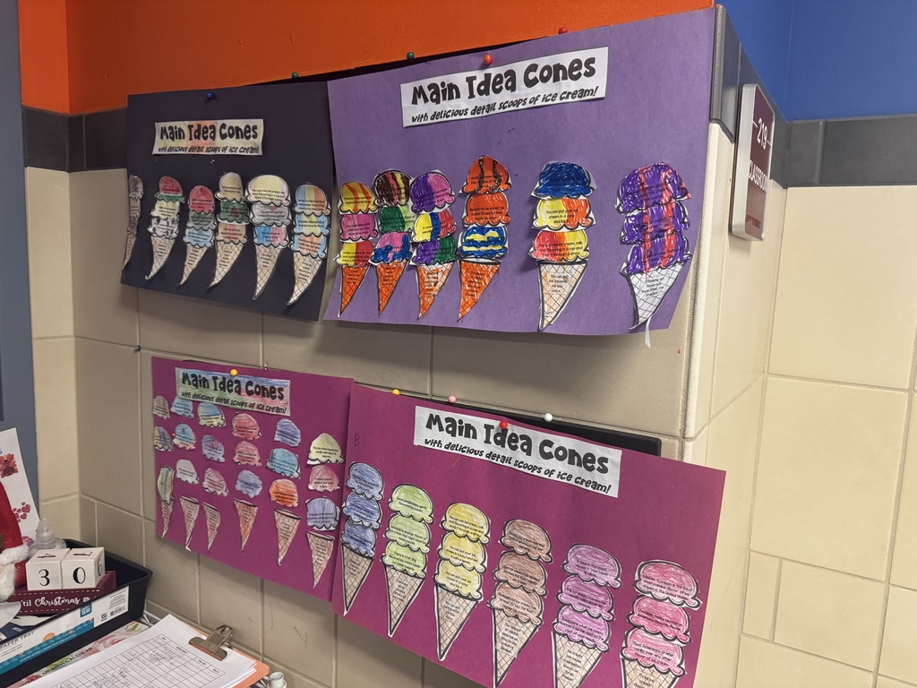 classroom work hanging on the wall