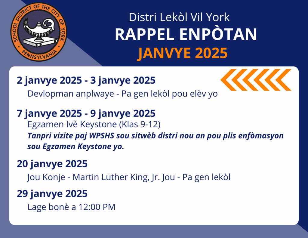 Important calendar reminders for January