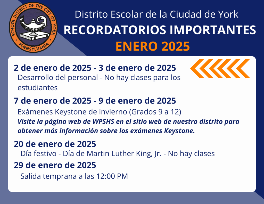 Important calendar reminders for January