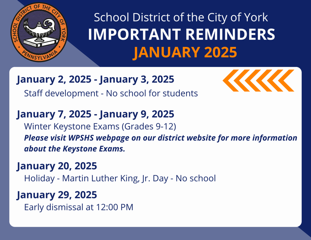 Important calendar reminders for January