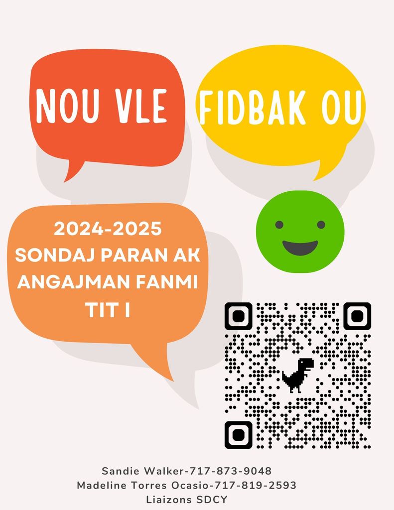 Flyer with words and emojis on it