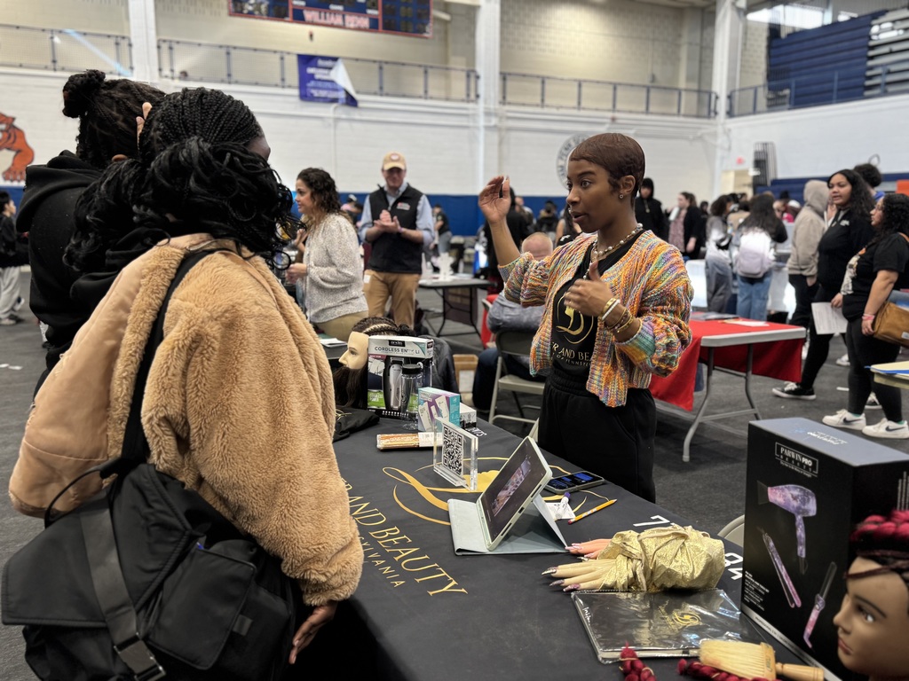 William Penn Senior High School College and Career Fair occurring in the high schools gymnasium