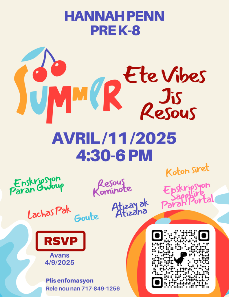 Flyer with words and graphics