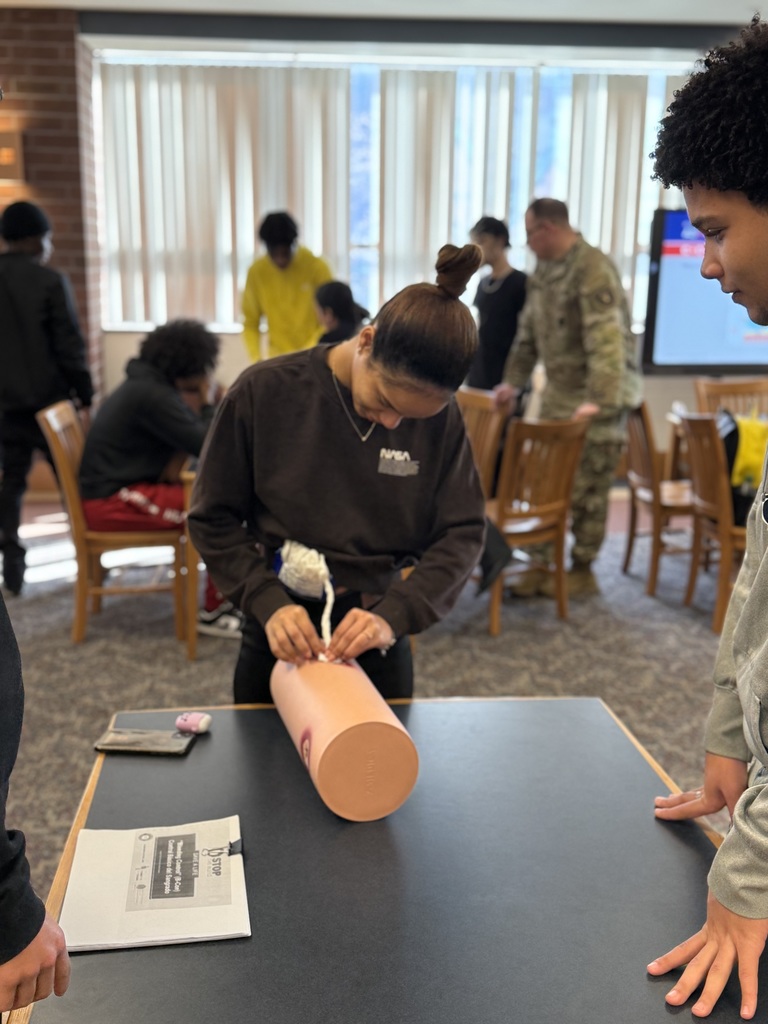Student participating in a Stop the Bleed training