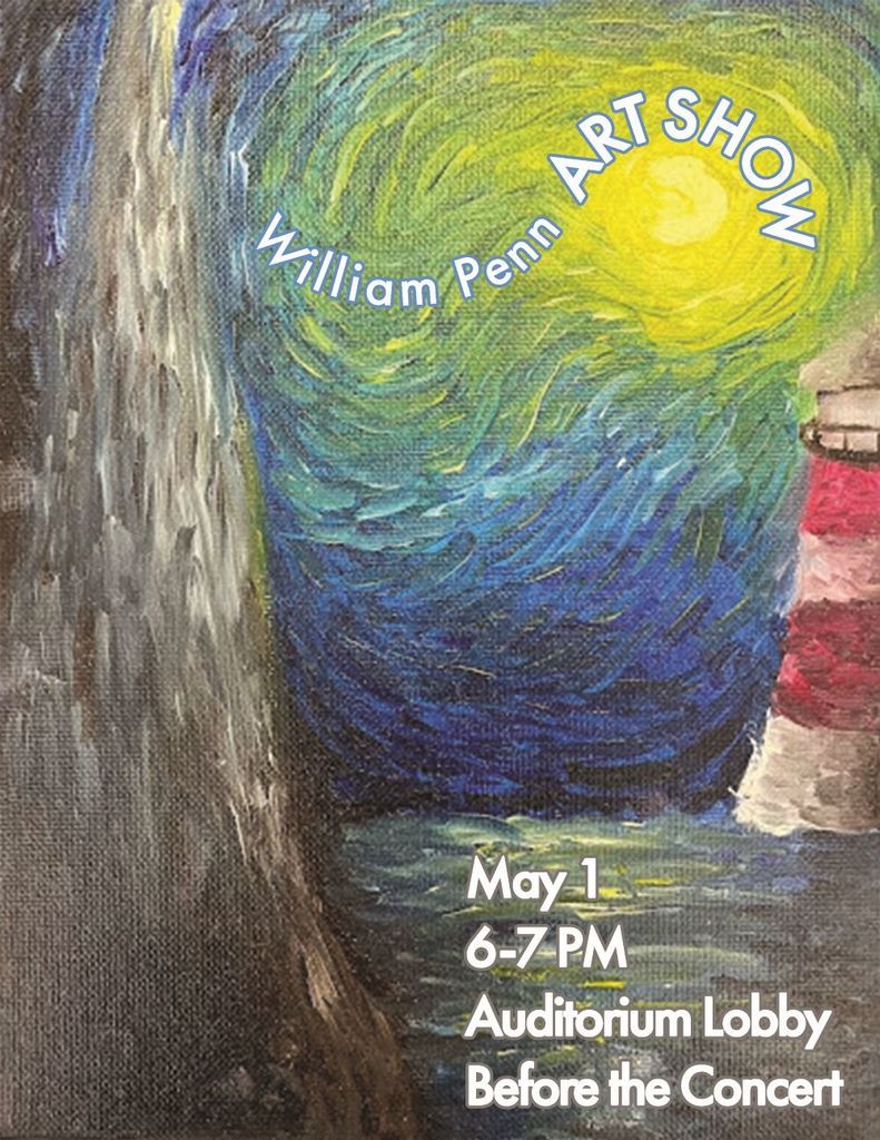 Flyer with art and words on it