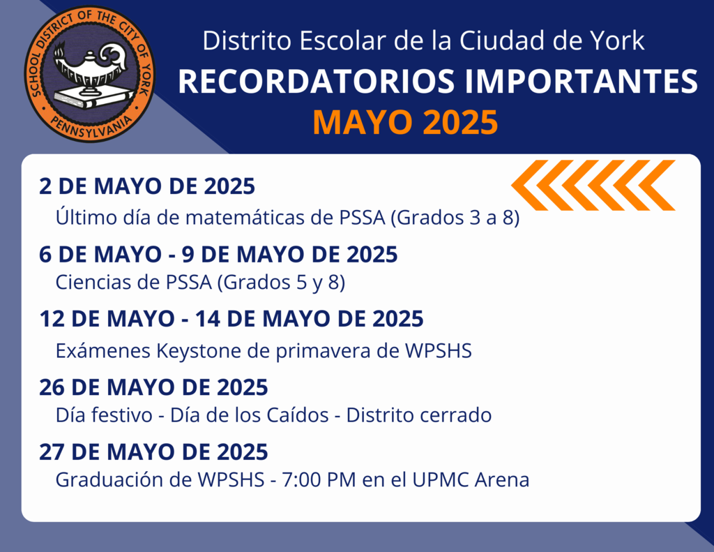 Important Calendar Reminders for May graphic