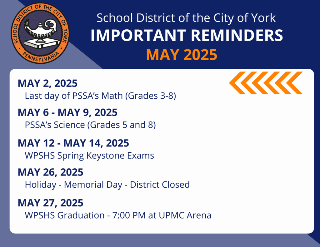 Important Calendar Reminders for May graphic