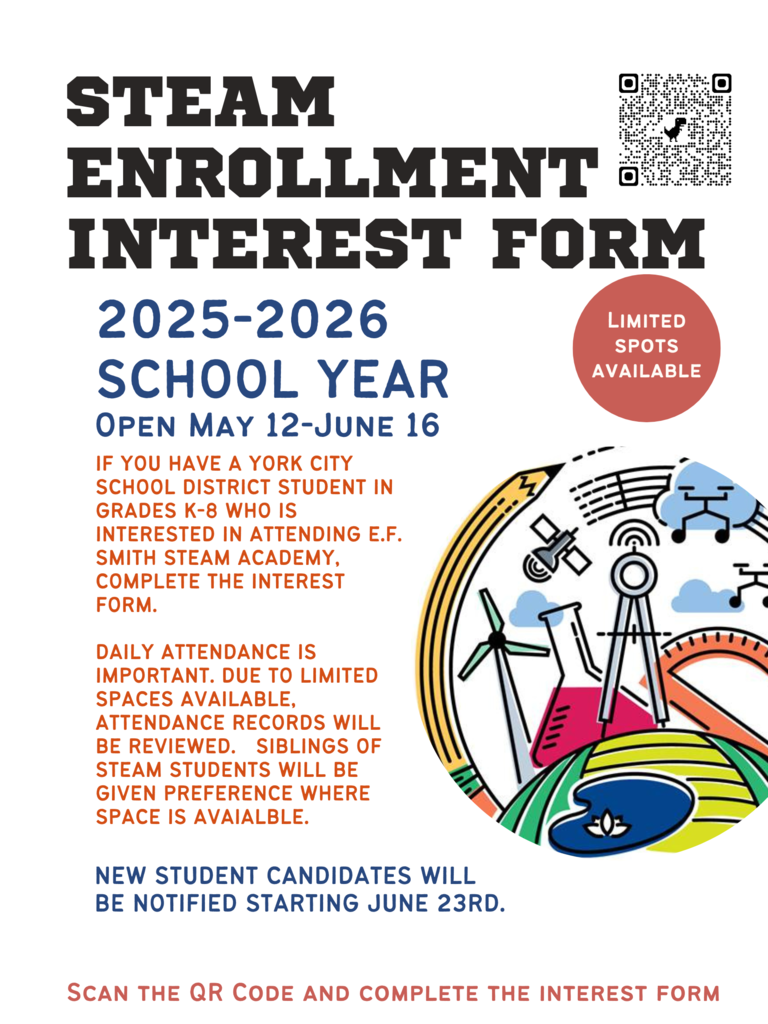 2025-2026  STEAM Academy Interest Form - scan the QR code to complete the form