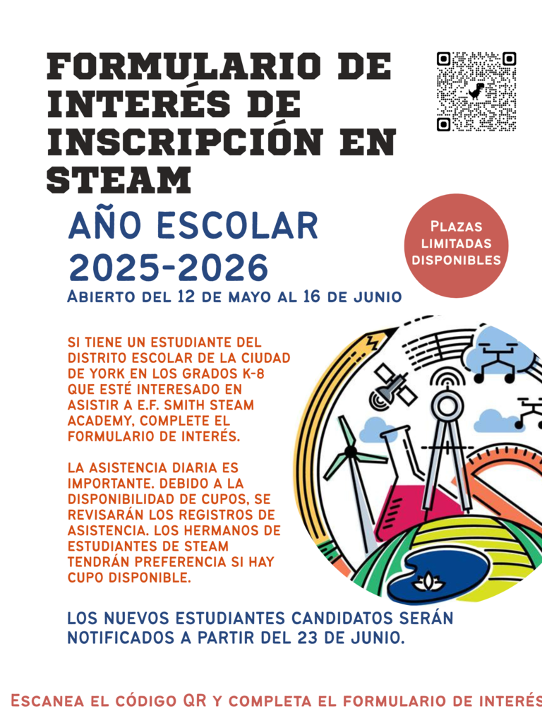 2025-2026  STEAM Academy Interest Form - scan the QR code to complete the form