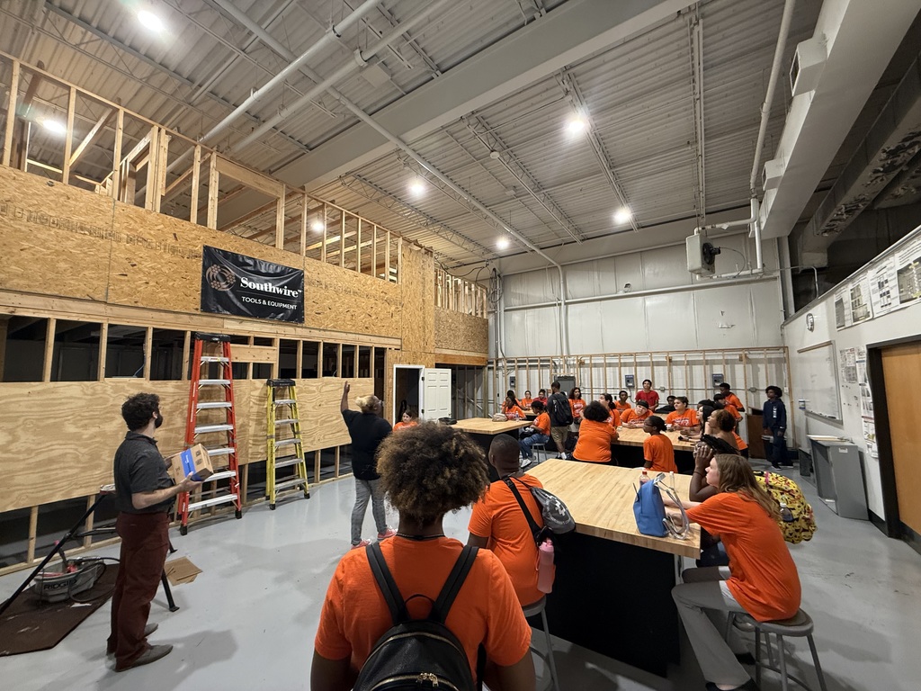 Group of students receiving a tour of Harrisburg Area Community College's (HACC) Campus.