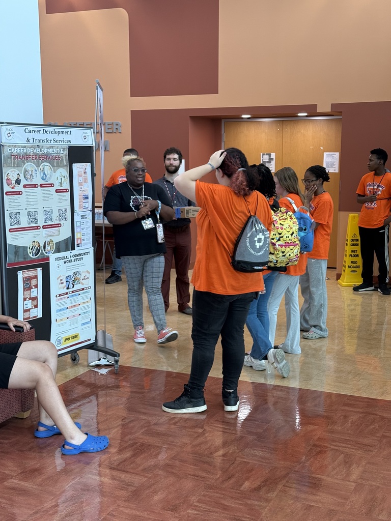 Group of students receiving a tour of Harrisburg Area Community College's (HACC) Campus.