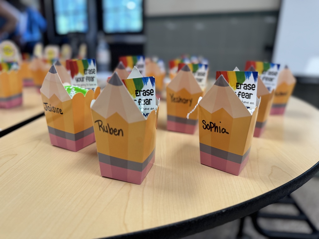 Cardboard containers in the shape of a pencil. 