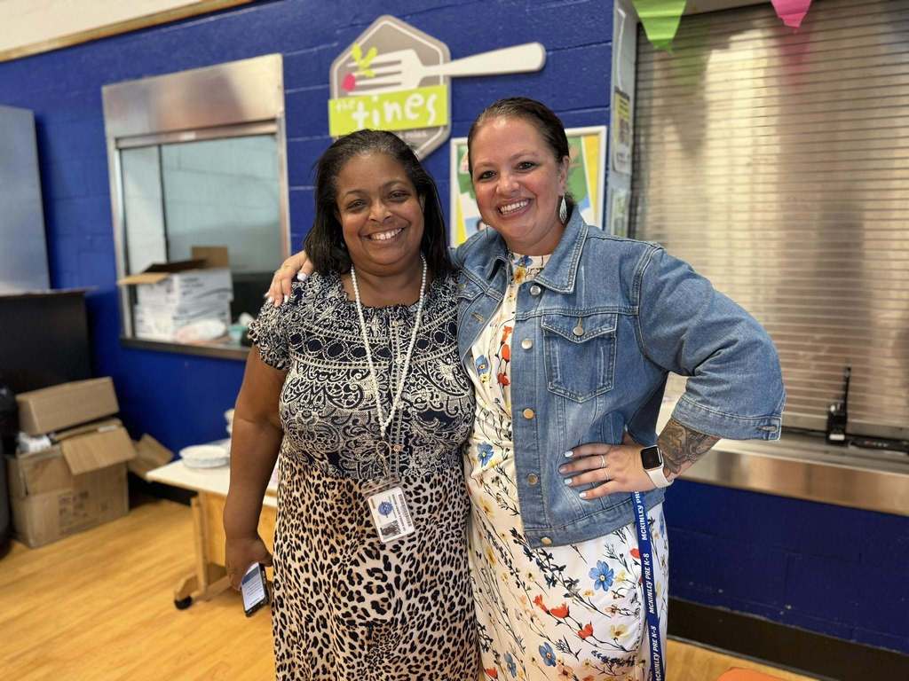 Superintendent of Schools, Dr. Andrea Berry-Brown posing with McKinley PreK-8 Principal, Dr. Ashley White.