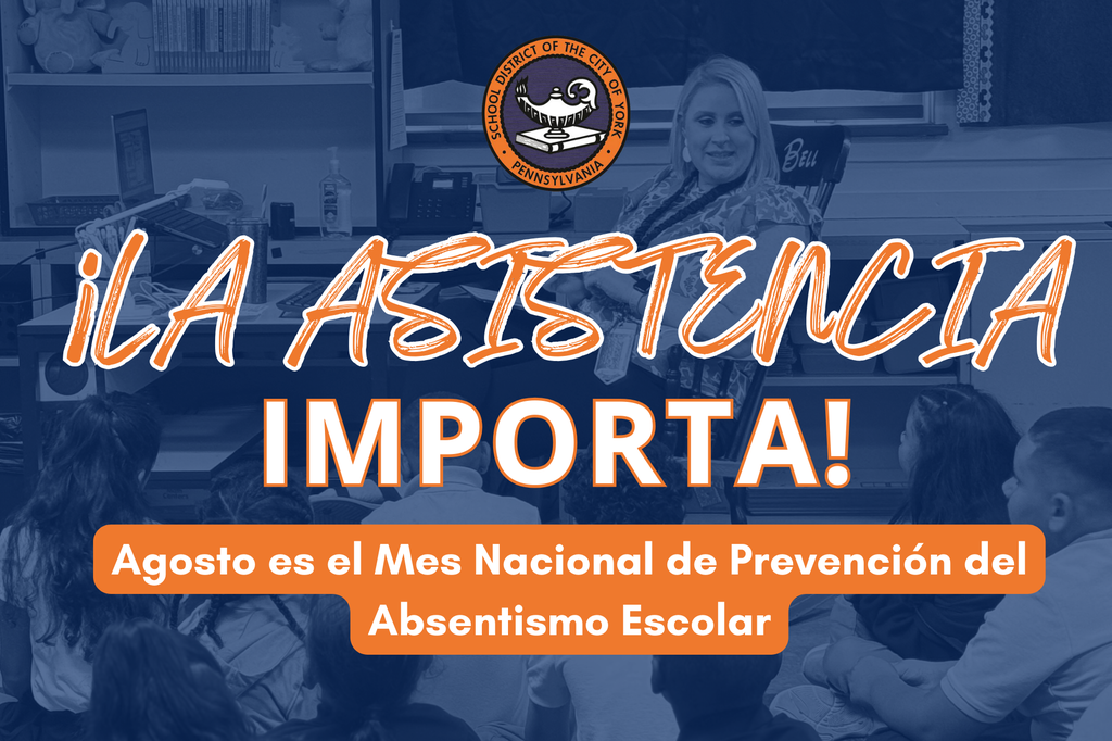 A graphic with a classroom scene in the background, emphasizing attendance with the text "Attendance Matters! August is National Truancy Prevention Month."