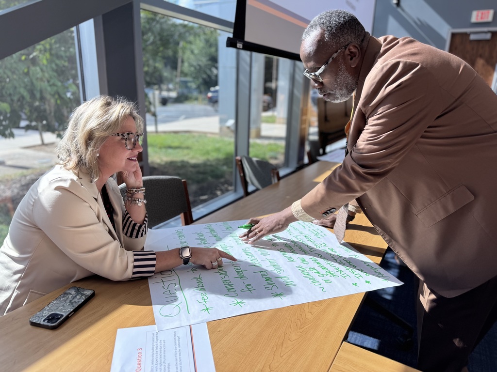 District leadership working together on an assignment. 