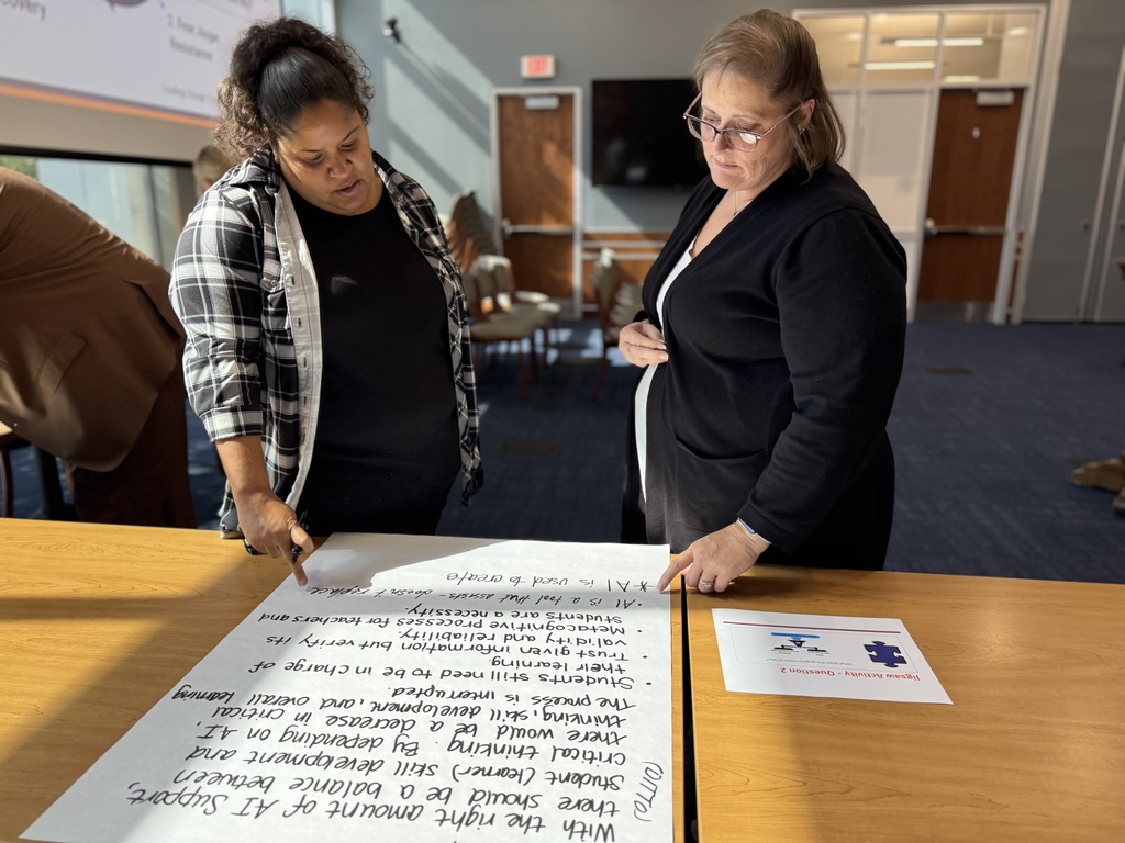 District leadership working together on an assignment. 