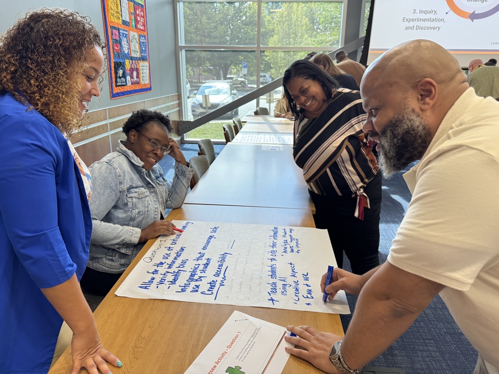 District leadership working together on an assignment. 