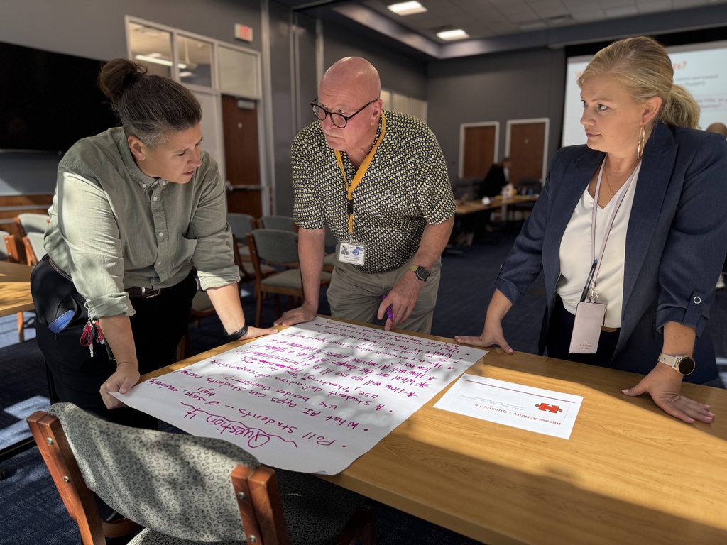 District leadership working together on an assignment. 