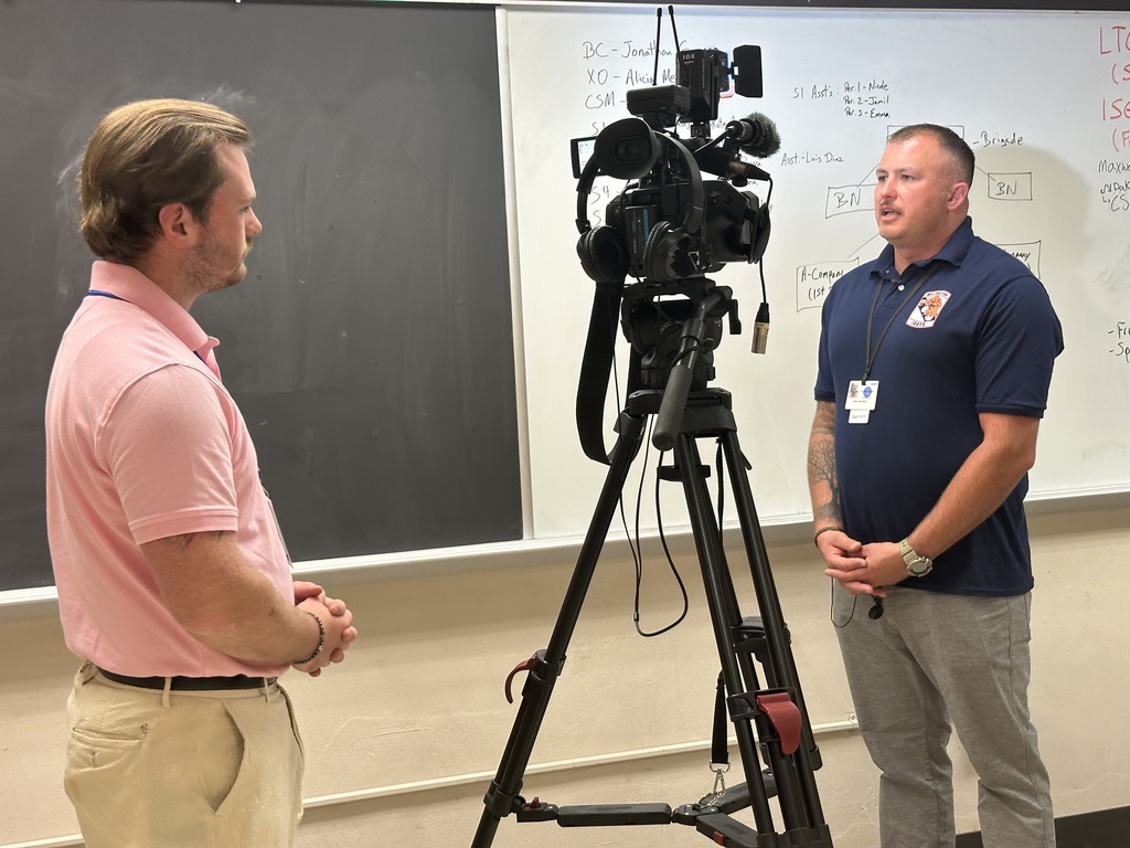 Abc27 News Reporter, Harry Murphy interviewing William Penn Senior High School Army JROTC Instructor, First Sergeant Brad Maxwell.
