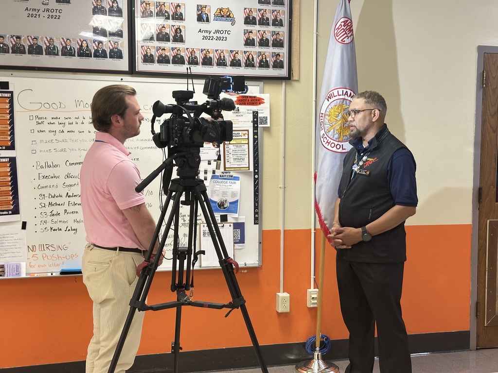 Abc27 News Reporter, Harry Murphy interviewing Senior Army Instructor of the JROTC Program, Dr. Lieutenant Colonel (Retired) John W. Howard II.