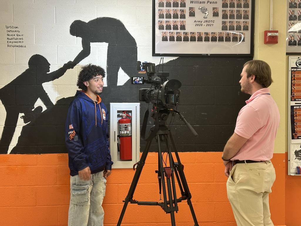 Abc27 News Reporter, Harry Murphy interviewing a William Penn Senior High School student who is apart of the JROTC Program.