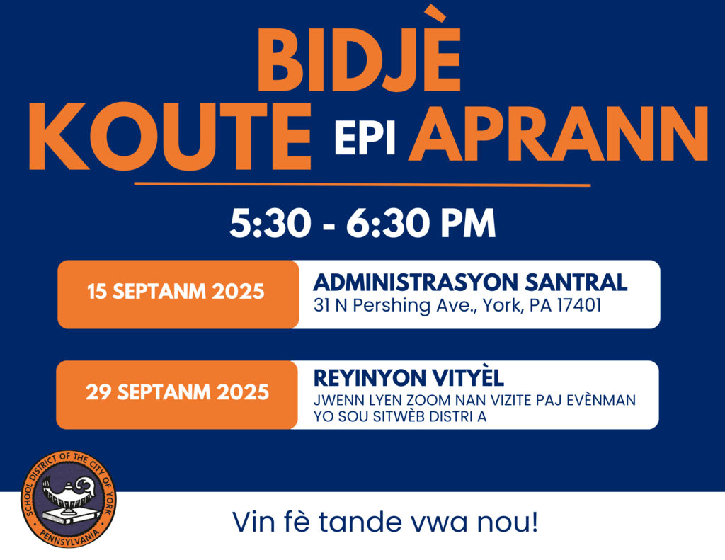 Event announcement for "Budget Listen and Learn" meetings on September 15 and 29, 2025, in York, PA. Join to share your input!
