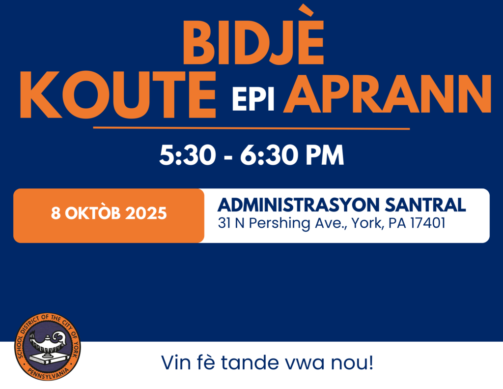 Event announcement for "Budget Listen and Learn" Meeting on October 8, 2025, in York, PA. Join to share your input!