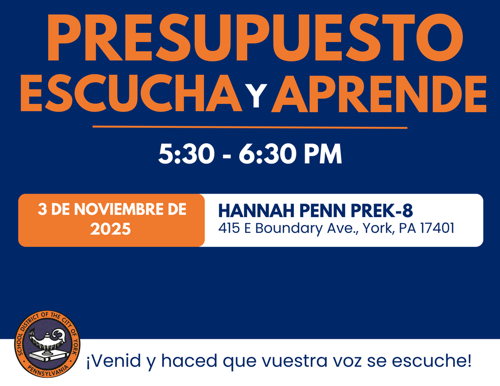 Event announcement for "Budget Listen and Learn" Meeting on November 3, 2025, in York, PA. Join to share your input!