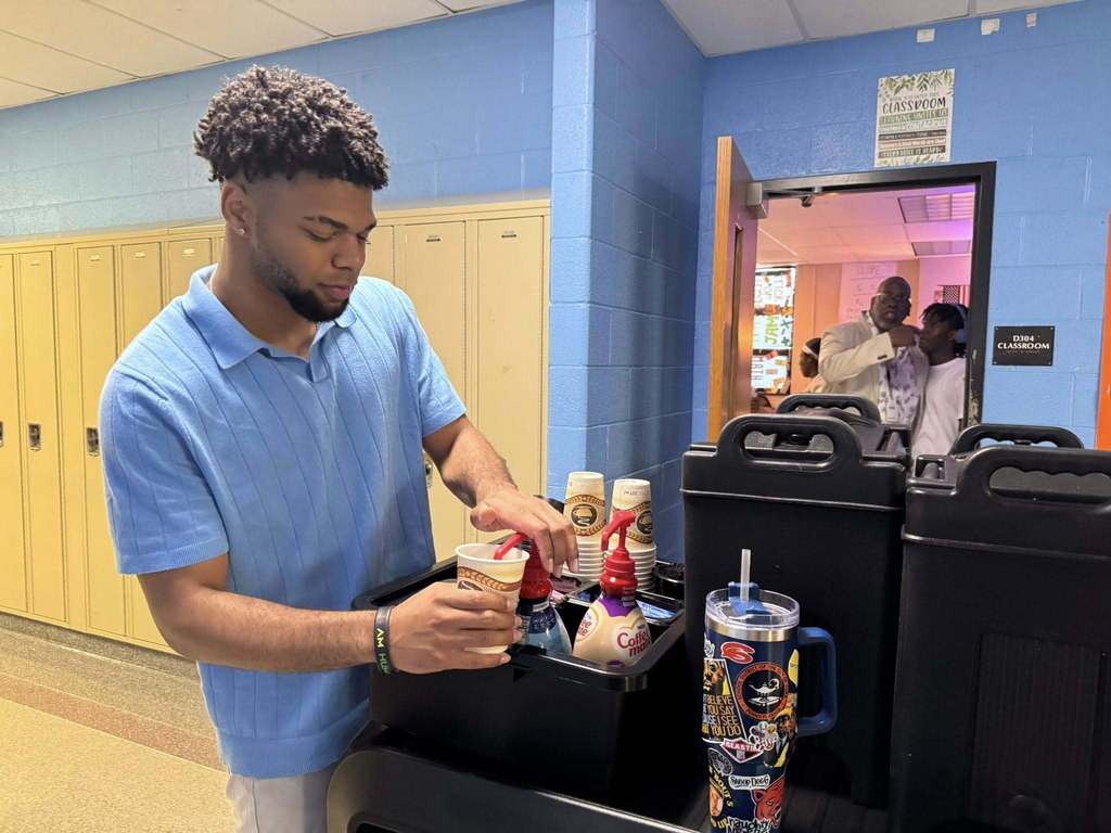 Members of District Leadership recently visited William Penn Senior High School to deliver various breakfast items to teachers and staff.