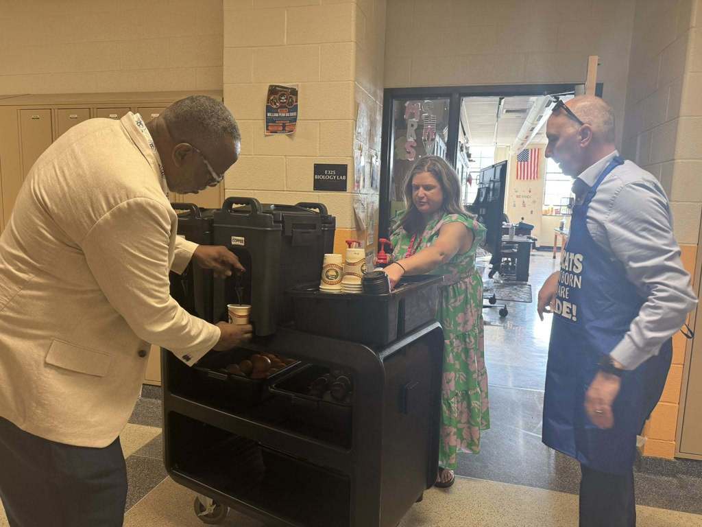 Members of District Leadership recently visited William Penn Senior High School to deliver various breakfast items to teachers and staff.