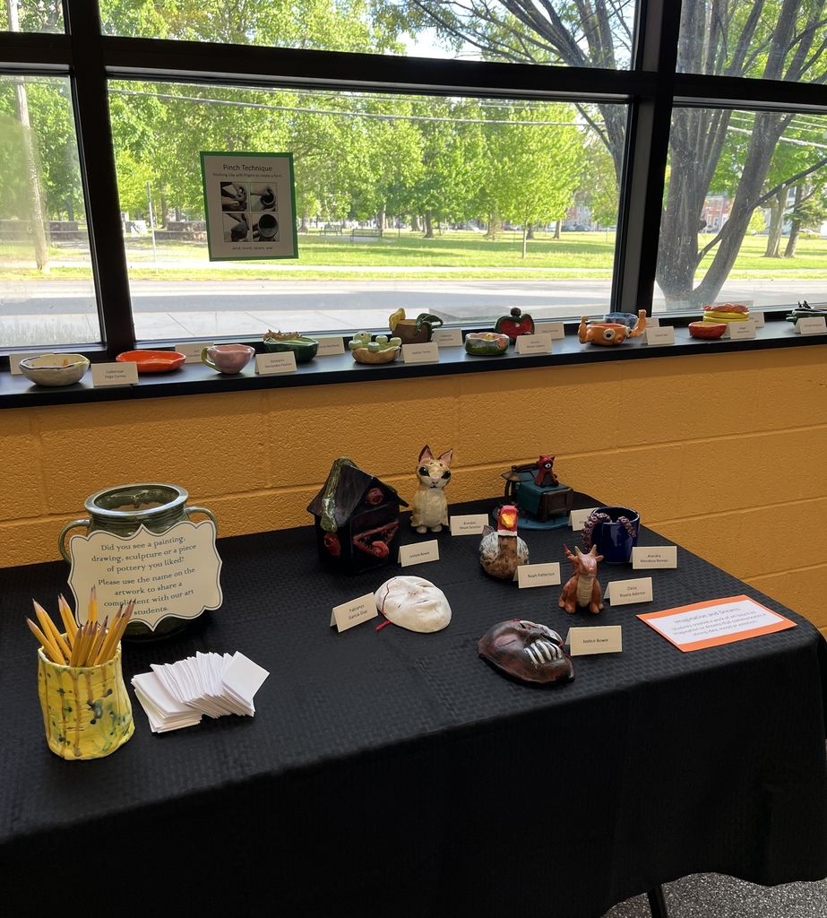 Display of various student artwork pieces during the recent William Penn Senior High School Art Show. 