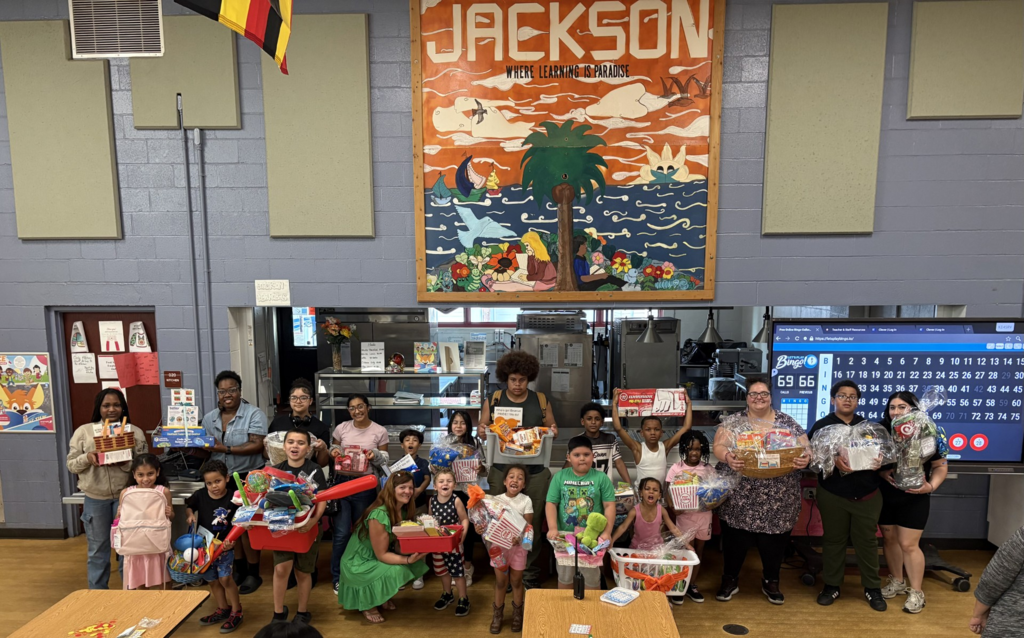 Jackson PreK-8 staff, students and families recently participated in a Bingo Night. The winners received a basket that was create by Jackson PreK-8 teachers and staff.