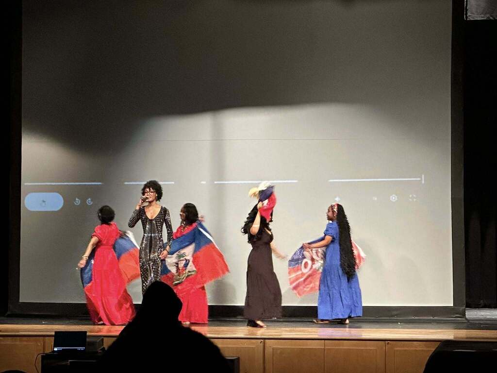 A group of William Penn Senior High School students recently performed in the high school auditorium in celebration of Haitian Flag Day.
