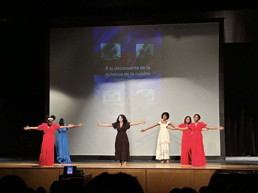A group of William Penn Senior High School students recently performed in the high school auditorium in celebration of Haitian Flag Day.