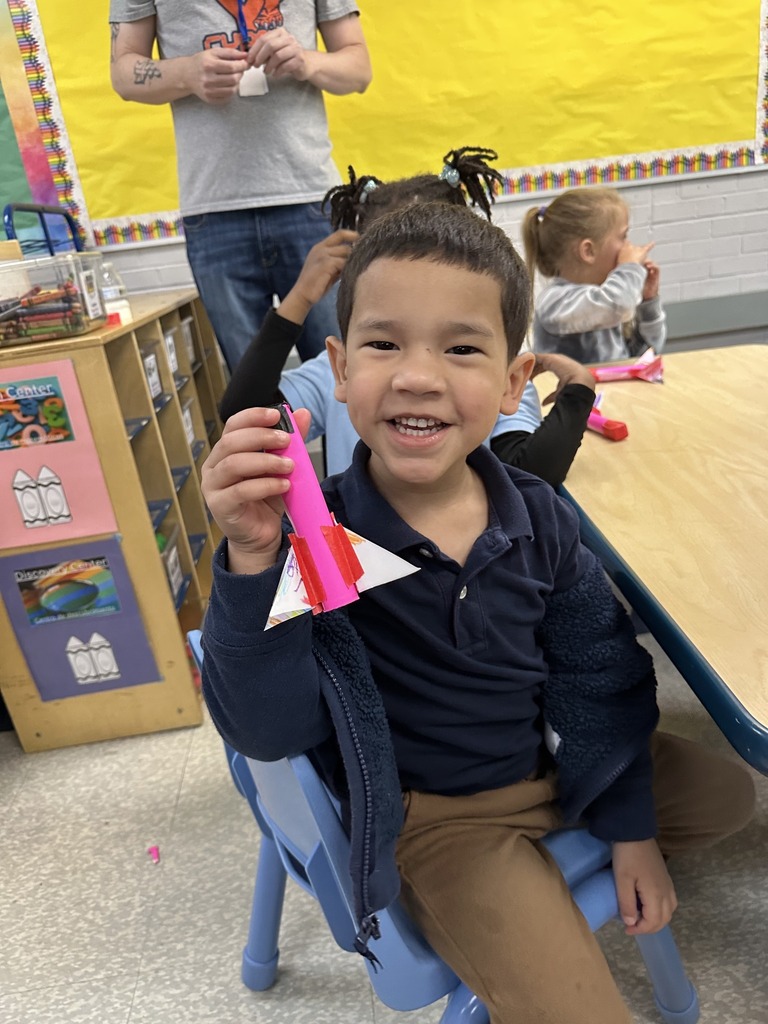 A group of Hannah Penn Pre-K students recently made and tested stomp rockets with help from district staff member, Mr. Troy Rice and his student helpers.
