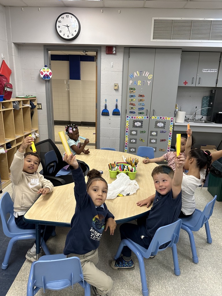 A group of Hannah Penn Pre-K students recently made and tested stomp rockets with help from district staff member, Mr. Troy Rice and his student helpers.