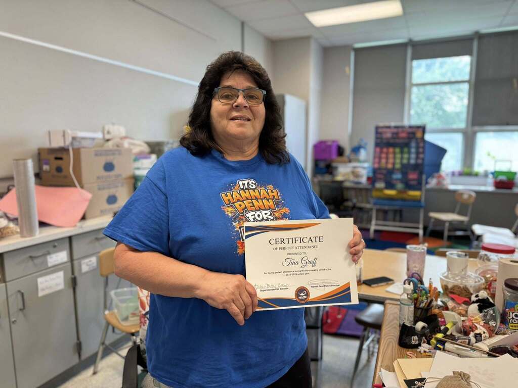 SDCY staff members recently received a certificate and a gift for having perfect attendance during the third marking period of the school year.