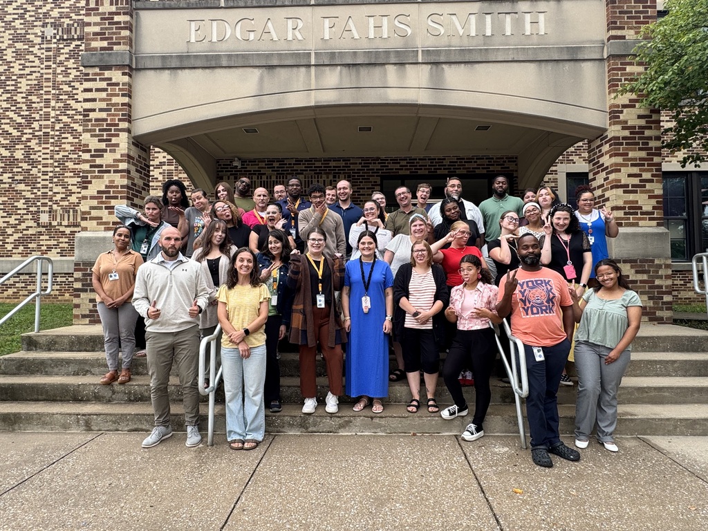 School District of the City of York staff pose for a group photo outside Smith STEAM Academy.