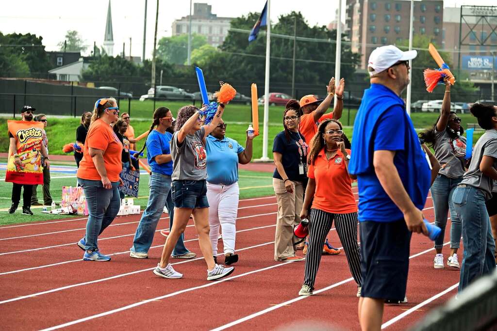 District teachers and staff came together for our district's annual opening day at Smalls Athletic Field.