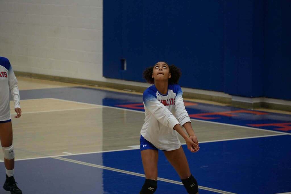 Our York High Girls Volleyball team recently played against York Tech in a school gymnasium. 