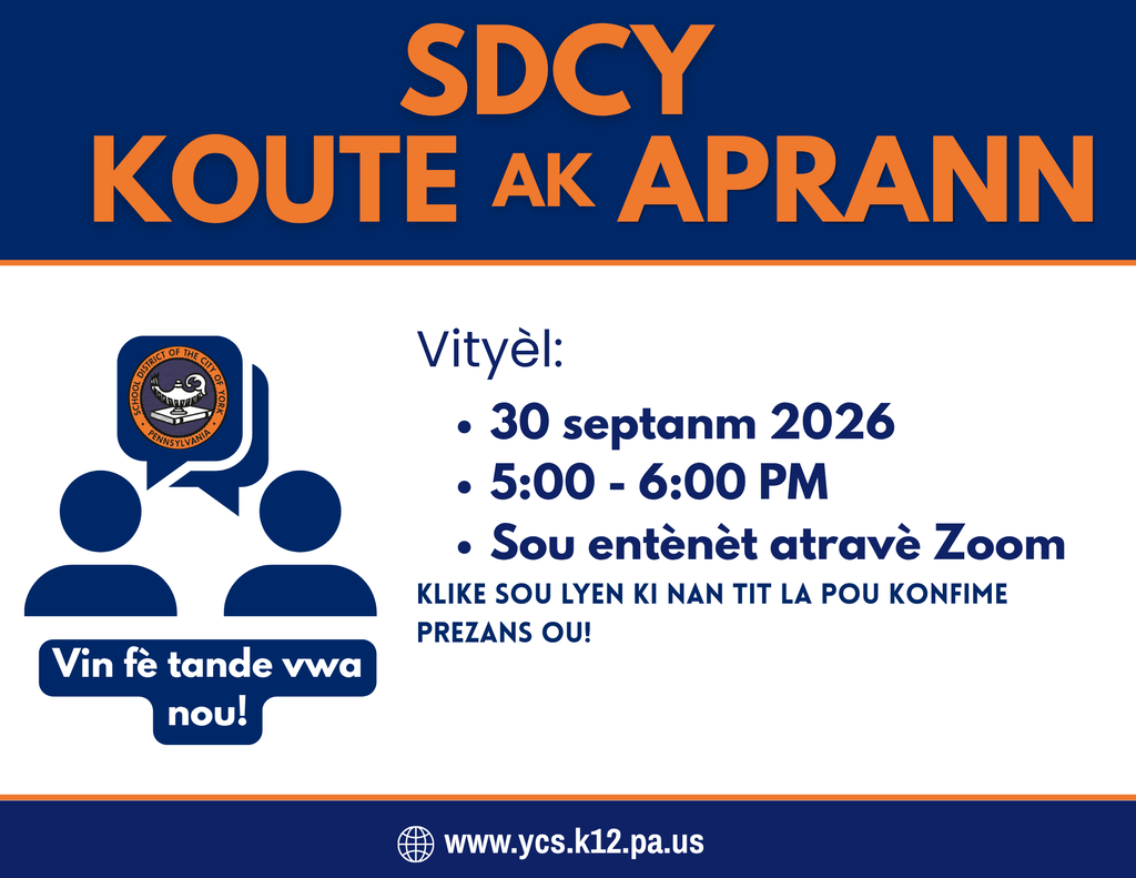 SDCY “Listen and Learn” virtual event graphic for September 30, 2026, from 5–6 PM via Zoom, inviting community members to share their voices.