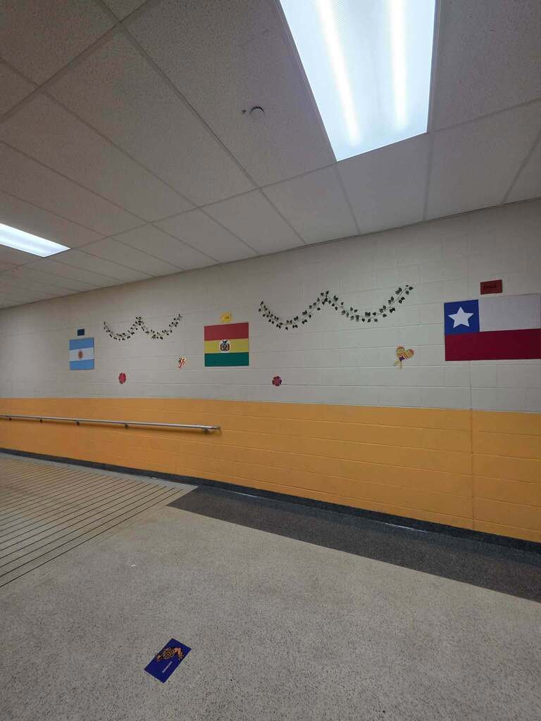 A group of William Penn Senior High School students recently decorated the inside of William Penn Senior High School with various homemade flags from Spanish-speaking countries in celebration of Hispanic Heritage Month.