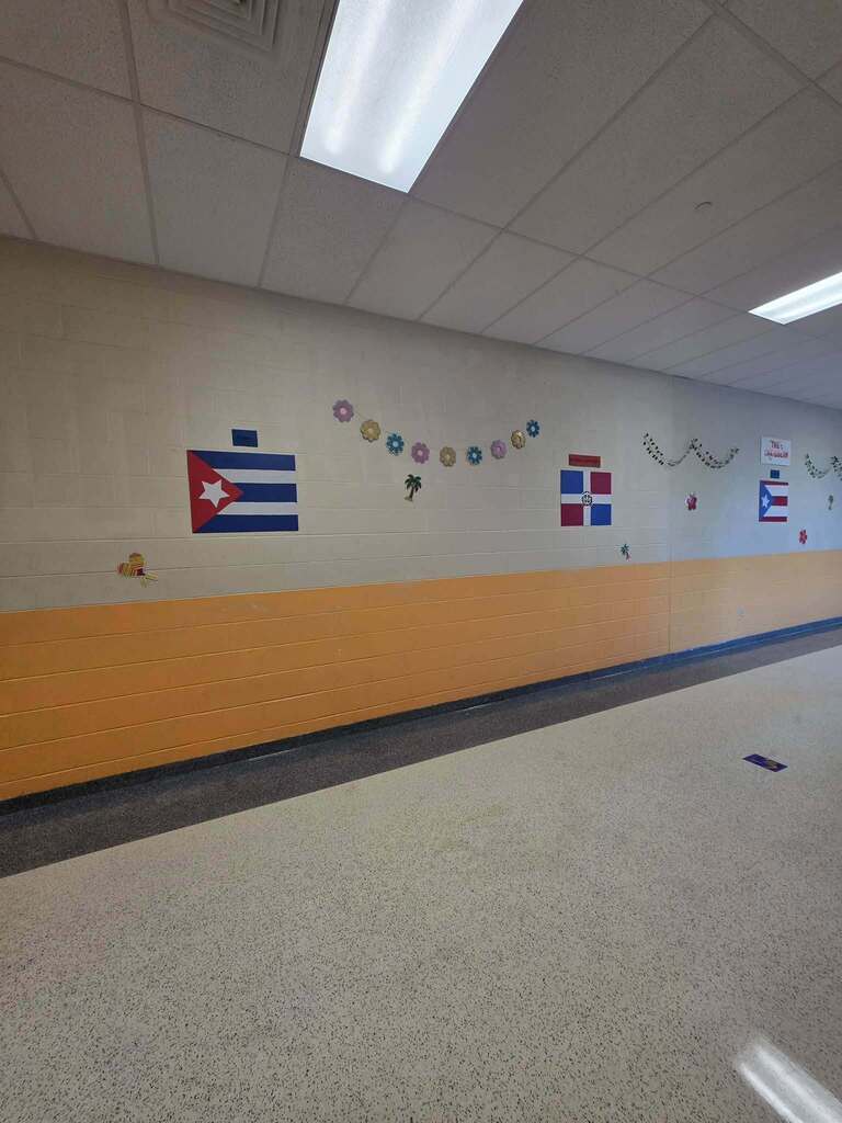 A group of William Penn Senior High School students recently decorated the inside of William Penn Senior High School with various homemade flags from Spanish-speaking countries in celebration of Hispanic Heritage Month.