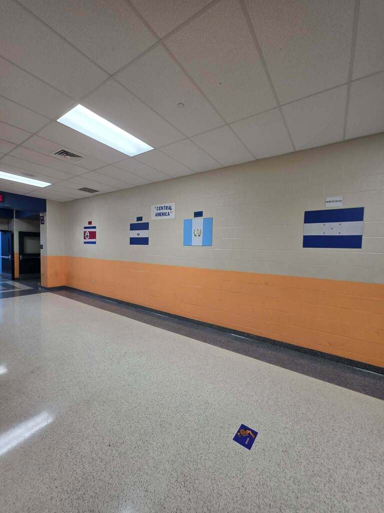 A group of William Penn Senior High School students recently decorated the inside of William Penn Senior High School with various homemade flags from Spanish-speaking countries in celebration of Hispanic Heritage Month.