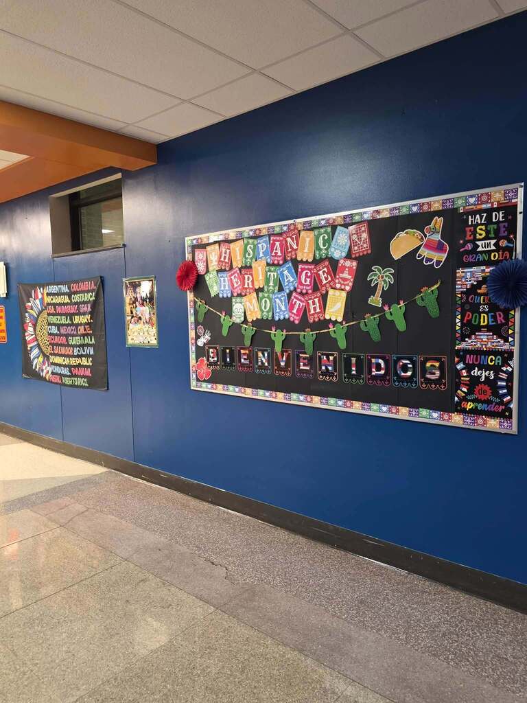 A group of William Penn Senior High School students recently decorated the inside of William Penn Senior High School with various homemade flags from Spanish-speaking countries in celebration of Hispanic Heritage Month.