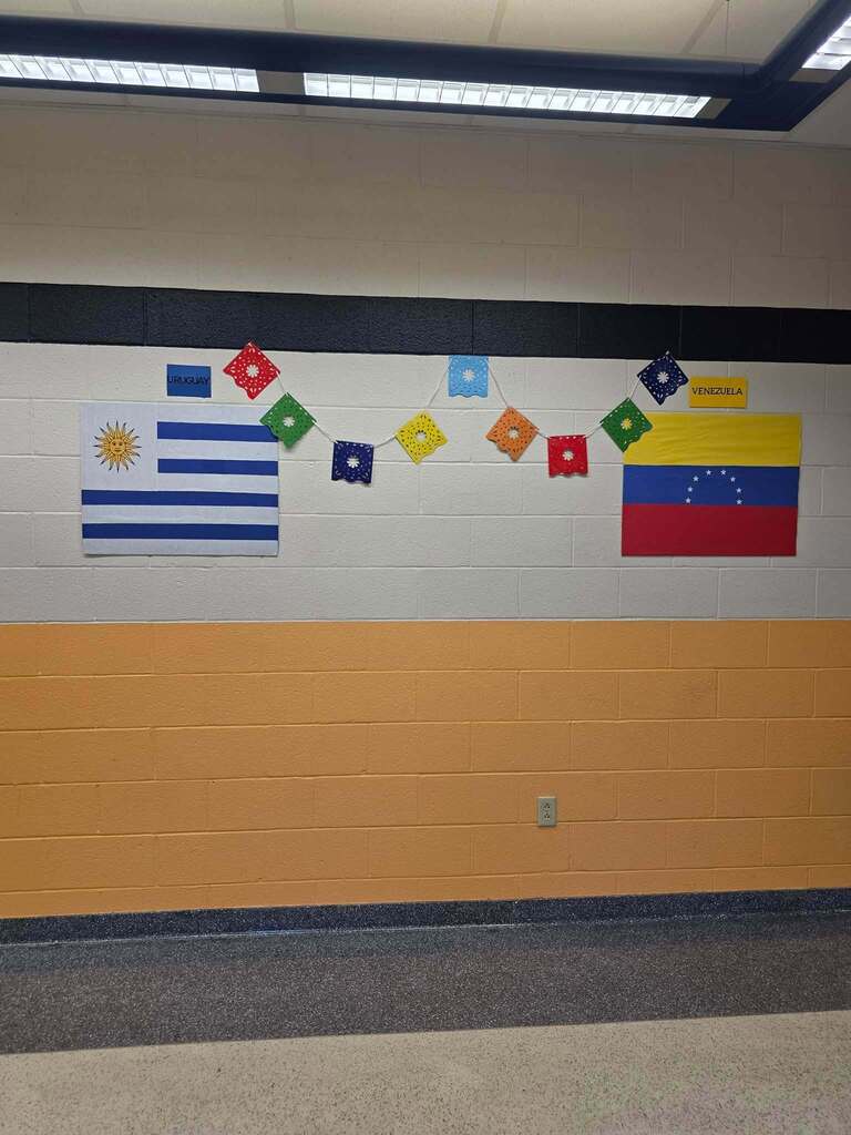 A group of William Penn Senior High School students recently decorated the inside of William Penn Senior High School with various homemade flags from Spanish-speaking countries in celebration of Hispanic Heritage Month.