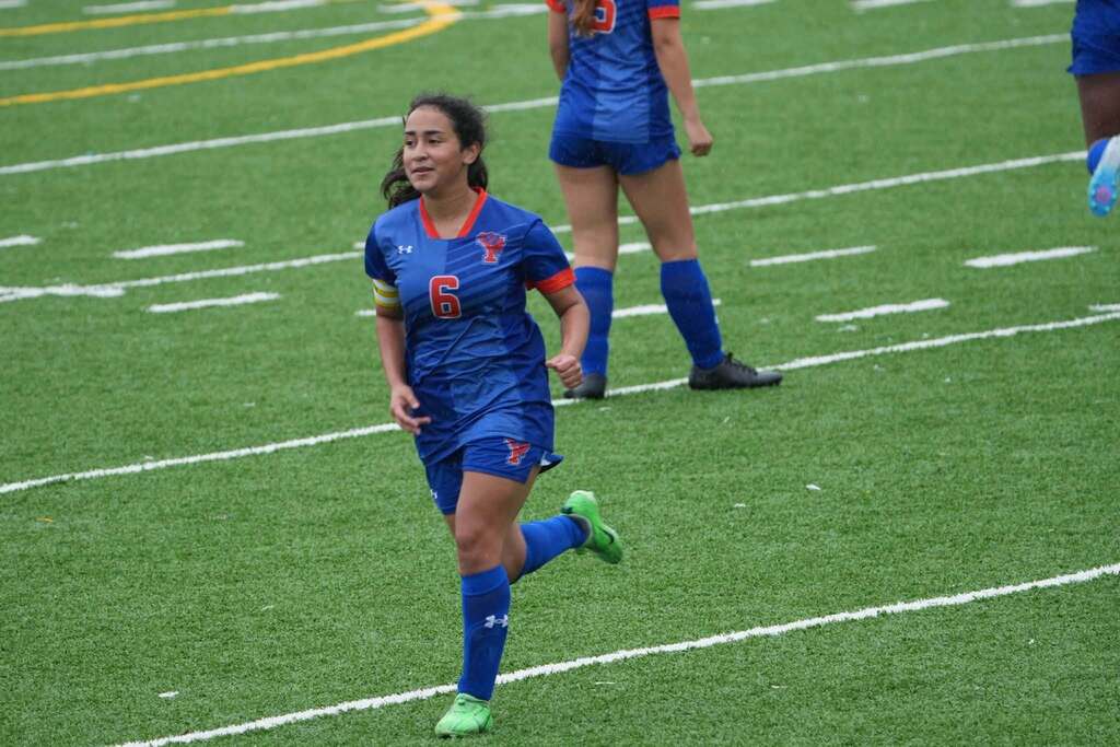 Our York High Girls Soccer team recently played against Fairfield outdoors on a field. 