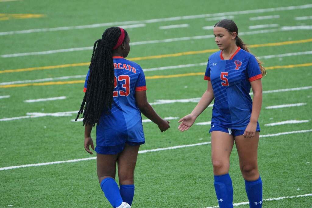 Our York High Girls Soccer team recently played against Fairfield outdoors on a field. 